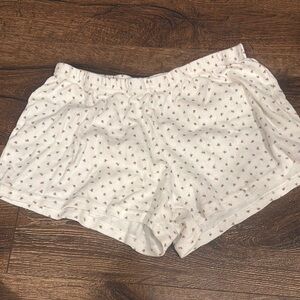 White Floral Print Shorts
